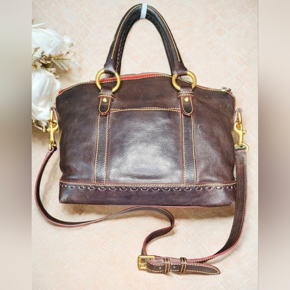 Dooney & Bourke Florentine Leather Pocket Satchel In Italian Vacchetta - Picture 2 of 16